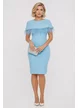 Rochie Fofy elegantă baby blue cu volan  accesorizat  cu stasuri si pene