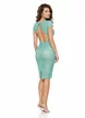 Rochie Fofy elegantă din dantelă verde mentă cu spate decupat și croi mulat feminin