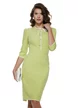 Rochie Fofy eleganta lime cu insertii albe si nasturi pretiosi tip bijuterie
