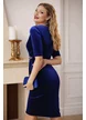 Rochie Fofy lalea, croita din catifea albastra cu accesoriu talie din strasuri colorate