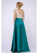 Rochie Fofy lungă elegantă din tafta verde bust din tull cu gliter si  decolteu in V