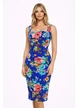 Rochie Fofy mulata albastra cu flori multicolore