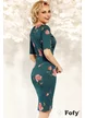 Rochie Fofy verde imprimata cu flori stilizate