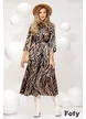 Rochie lunga stil camasa croi lejer cu imprimeu animal print si curea inclusa