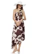 Rochie midi de vara croi asimetric din satin imprimat plisat cu decupaj de cambrare in talie