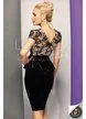 Rochie midi din catifea neagră cu bust brodat