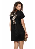 Rochie neagra piele intoarsa eco croi in A cu funda animal print picture - 1