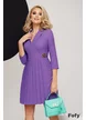 Rochie office eleganta mov cu revere si fusta plisata