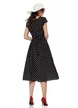 Rochie retro midi de vara din vascoza neagra cu buline