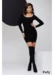 Rochie tricotata neagra premium cu colier de perle maxi pe decolteu
