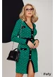 Rochie tricotata premium verde cu imprimeu grafic negru si nasturi aurii