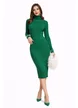 Rochie tricotata verde cu aplicatii de perle guler si maneci