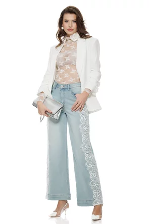 Sacou dama elegant alb maneca cu pliuri