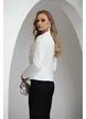 Sacou dama elegant alb scurt cu nasturi metalici