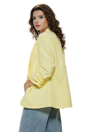 Sacou dama elegant galben maneca cu pliuri