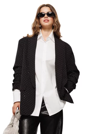 Sacou dama elegant negru cu strasuri