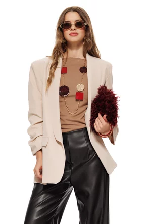 Sacou dama elegant office bej deschis