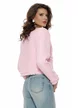 Sacou dama premium elegant din tweed roz cu paiete fine si accesorii florale perlate