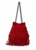 Saculet dama casual rosu din piele naturala intoarsa picture - 2