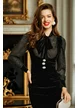 Sarafan negru Fofy damă elegant din catifea cu sclipici , midi ,croi cambrat