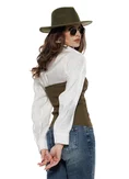 Set premium camasa alba din vascoza cu stralucire fina si top army tricotat stil corset army picture - 2