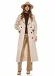 Trench dama lung bej modern cu cordon si buzunare