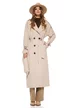 Trench dama lung bej modern cu cordon si buzunare