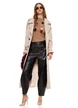 Trench dama lung bej modern cu cordon si buzunare