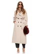 Trench dama lung bej modern cu cordon si buzunare