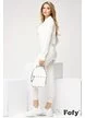 Trening de dama elegant tricotat cu textura in relief si perlute