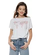 Tricou dama alb premium imprimeu harta lumii florala roz