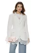 Tricou dama alb premium imprimeu harta lumii florala roz