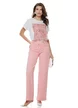 Tricou dama alb premium imprimeu paisley roz cu pelicula metalica