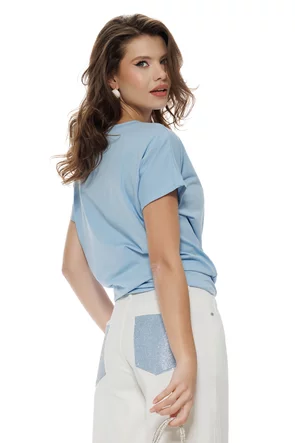 Tricou dama baby blue din bumbac premium croi lejer