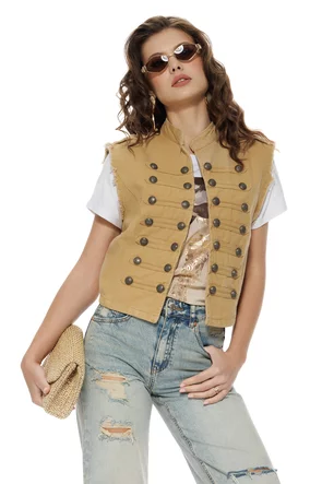 Tricou dama din bumbac premium pelicula aurie bej girl safari summer 2026
