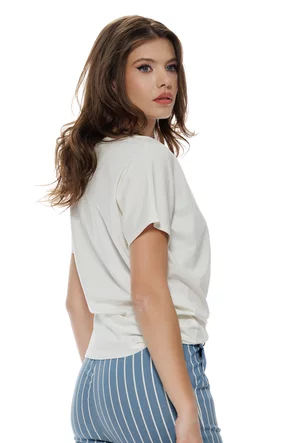 Tricou dama ivoire din bumbac premium croi lejer