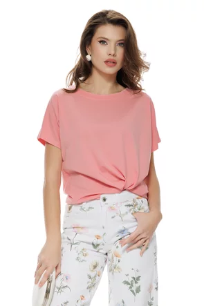 Tricou dama roz din bumbac premium croi lejer