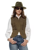 Vesta dama din tricot premium kaky design army nasturi metalici si fermoar picture - 1