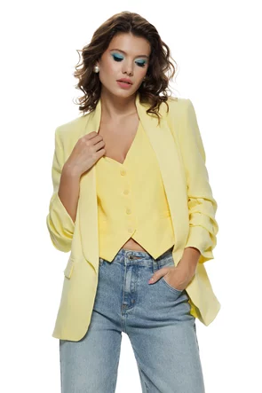 Vesta dama eleganta galbena