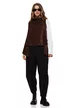 Vesta dama premium maro cu croi modern asimetric in colturi