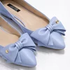 Balerini dama Piele Naturala Blue cu funda Alisia picture - 2