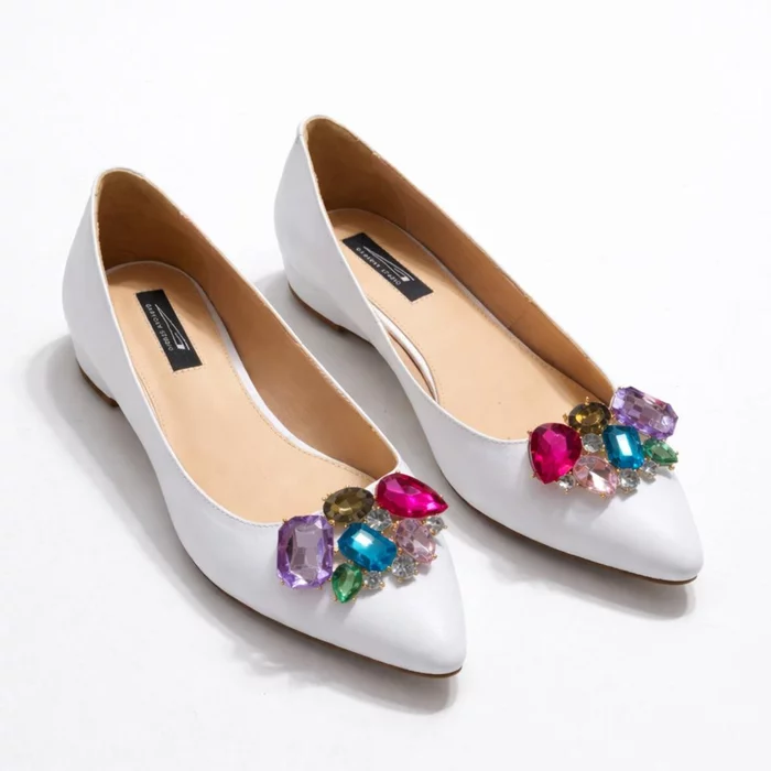 Balerini Piele Naturala Albi cu accesorii color detasabile Greta picture - 3