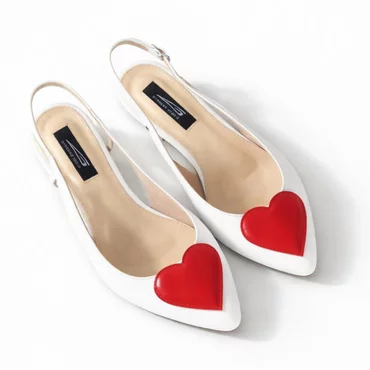 Balerini Piele Naturala Albi cu inima Dayana