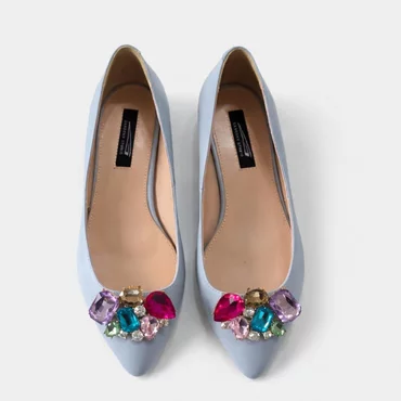 Balerini Piele Naturala Blue cu accesorii color detasabile Greta