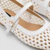 Balerini Piele Naturala cu textil Albi Glosy picture - 4