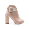 Botine dama decupate din piele nude-roze Ruby cu aplicatii florale picture - 3