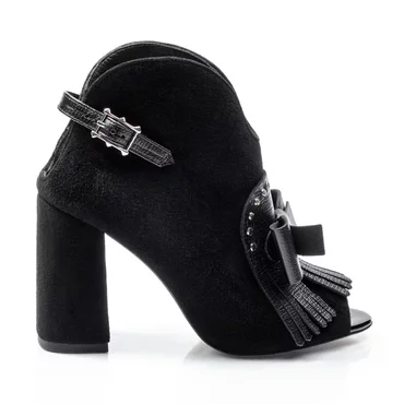 Botine dama decupate piele intoarsa cu funda Ruby