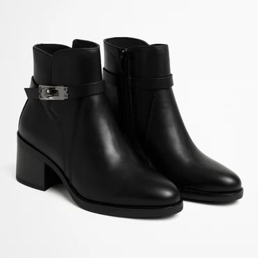 Botine dama din Piele Naturala Negre Devon