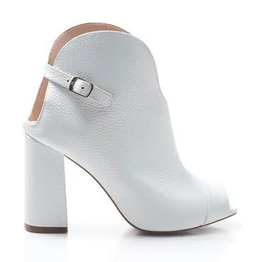 Botine decupate dama piele alba Ruby