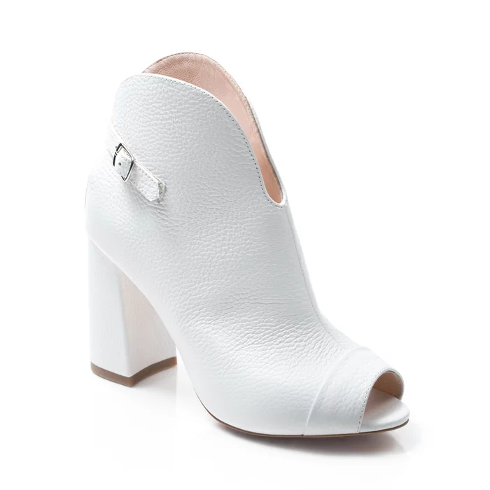 Botine decupate dama piele alba Ruby picture - 2